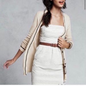 J Crew Cream Striped Ginny Strapless Dress